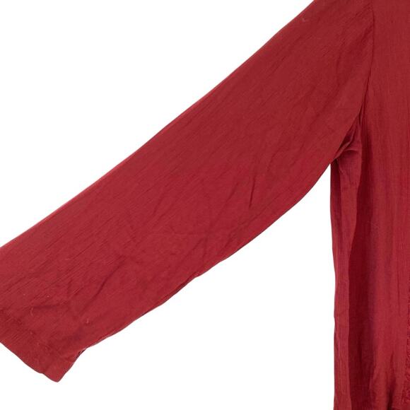 Massimo Dutti Embroidered Maroon Drop Waist Boho Mini Dress size 8 - Picture 4 of 8